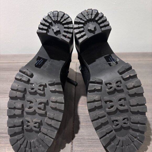 Sam Edelman Stacked Heel Black Leather Boot - Picture 2 of 10